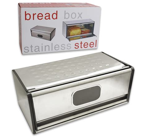 brushed stainless steel bread box on ebay|large stainless steel bread box.